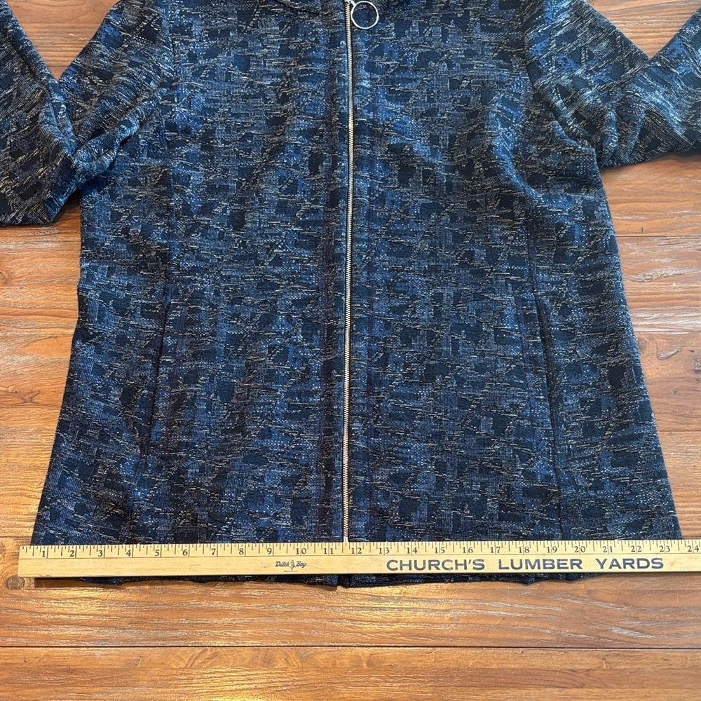 Elliott Lauren Hooded Zip Jacket | Textured Knit Black Blue With Pockets  | XL - Picture 7 of 10